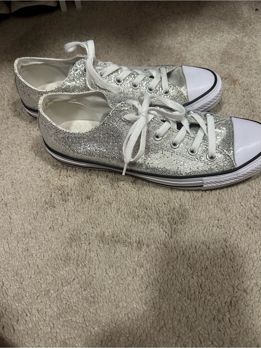 Converse Women's Silver Glitter Low-Top Sneakers